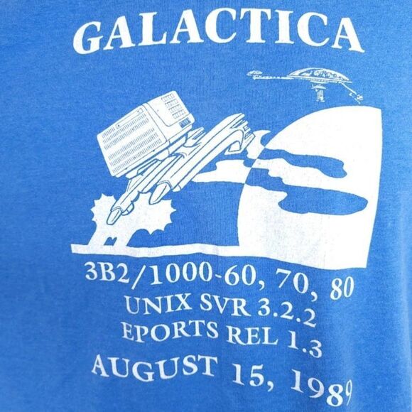 3B2/1000 Galactica Unix Computer T Shirt Vintage 80s 1989 Tech Made In USA Mens - Picture 2 of 6
